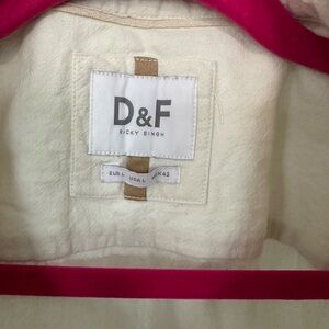 Denim & Flower Cream Shirt with Pink Accents